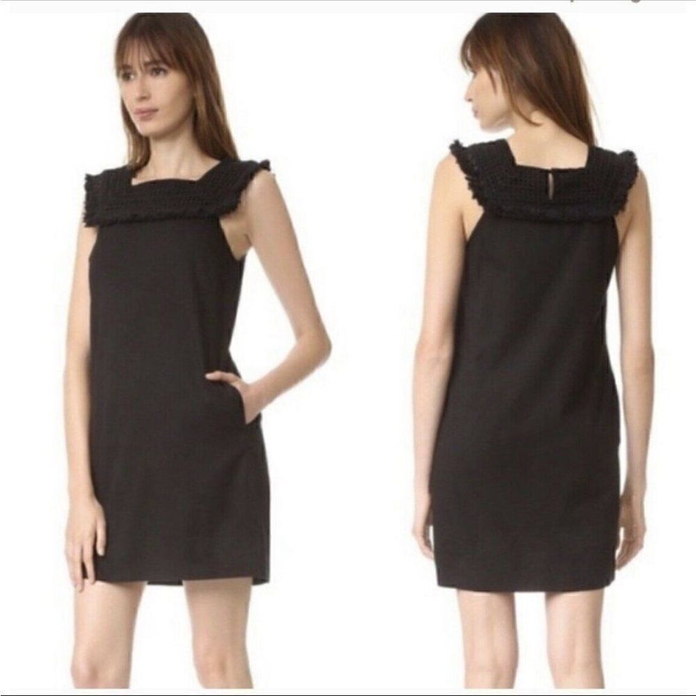 Madewell Black Sundream Fringe Cotton Shift Dress